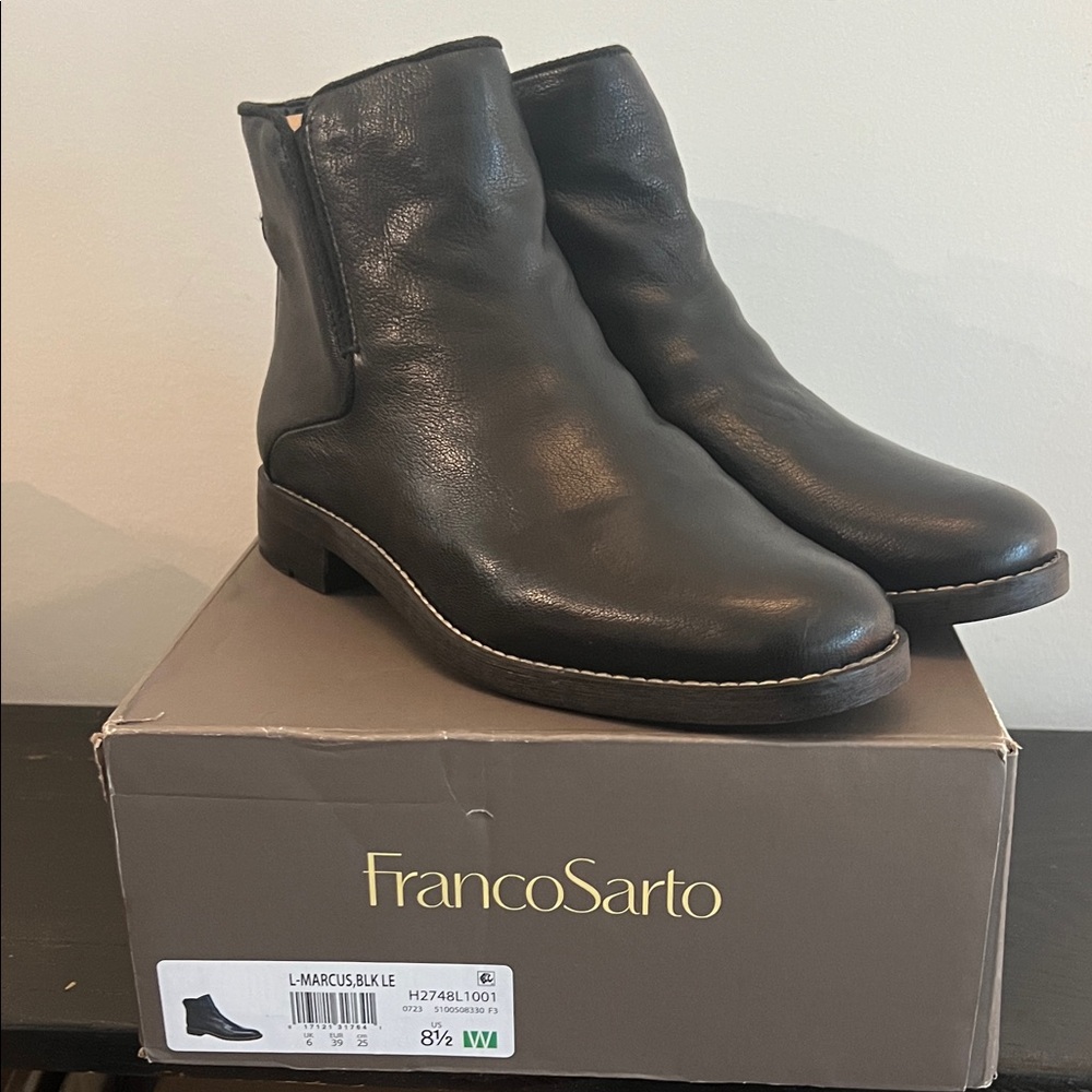 Franco Sarto Sleek Black Ankle Booties